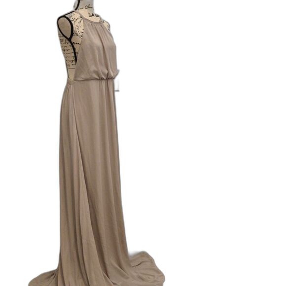 Show Me Your Mumu Amanda Maxi Dress XL Tan High Neck Empire Waist Open Back NWOT - Picture 3 of 10